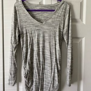Motherhood Maternity Grey/White Long Sleeve Shirt